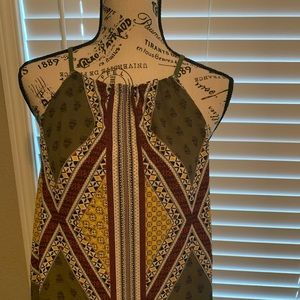 Boho Tank with silver round pyramid style buttons.